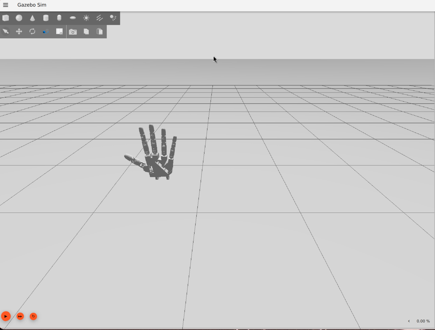 The simulated hand at rest in Gazebo